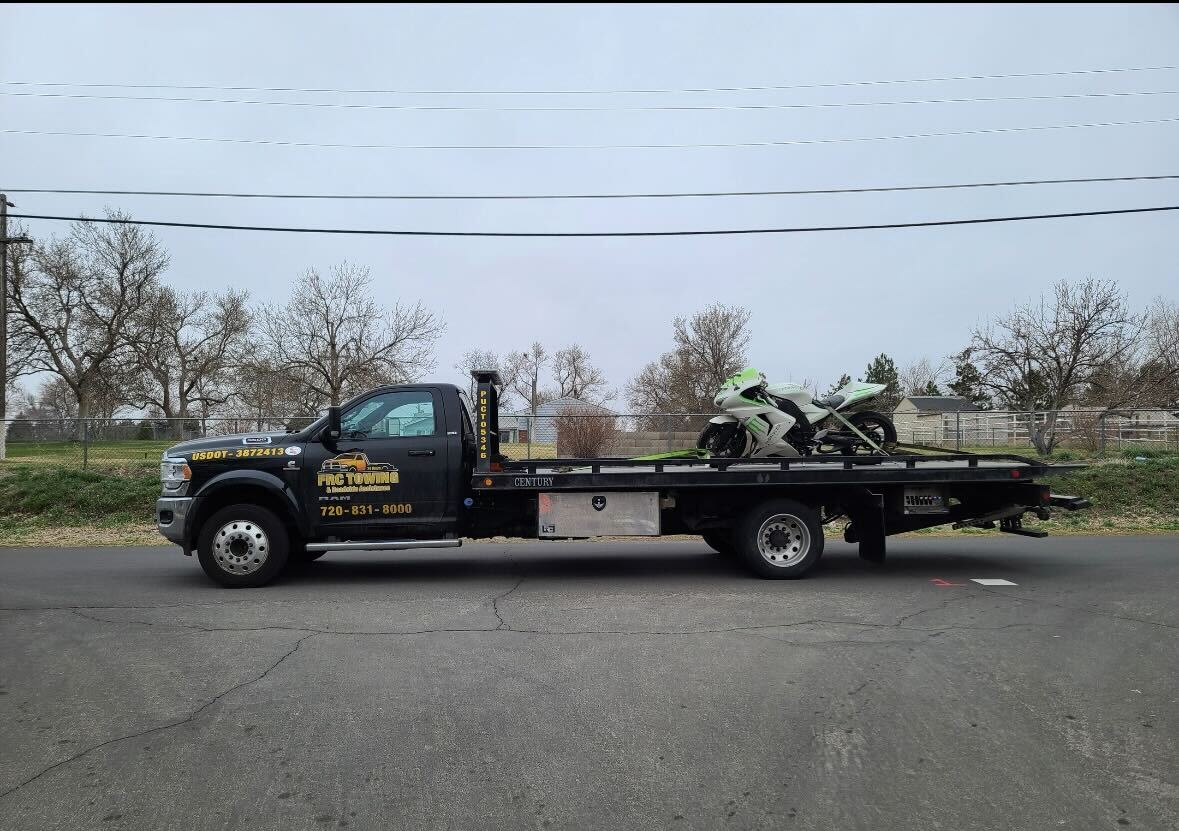 this image shows motorcycle towing in Aurora, CO