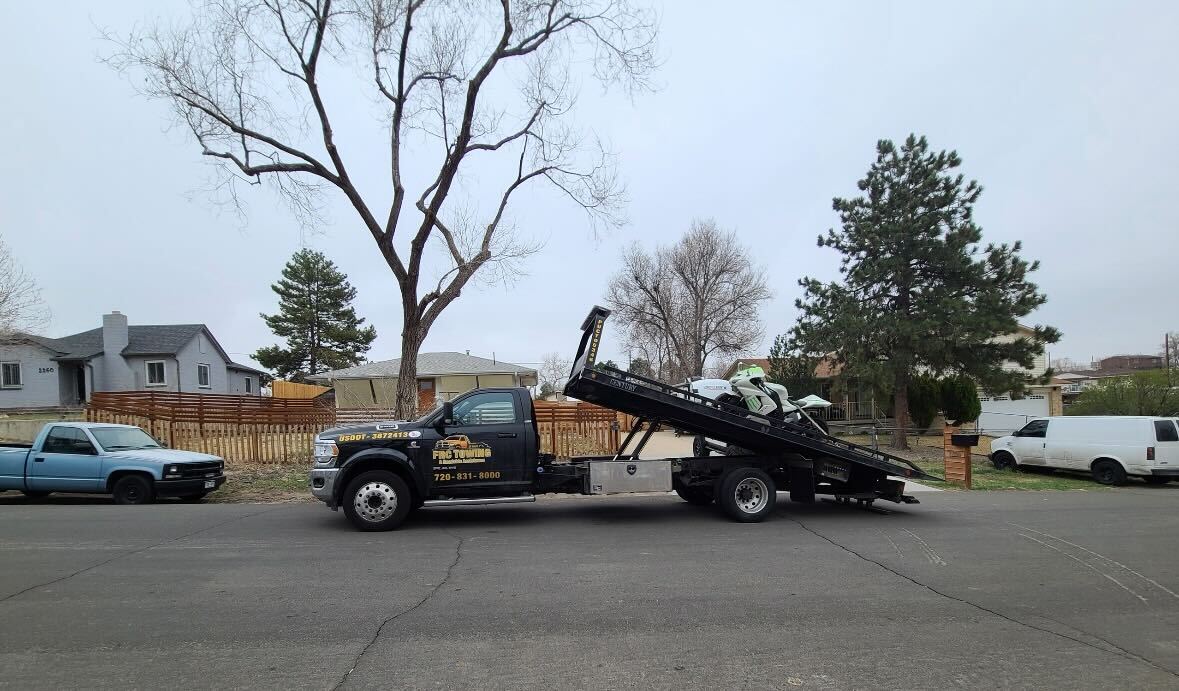 this image shows motorcycle towing services in Aurora, CO